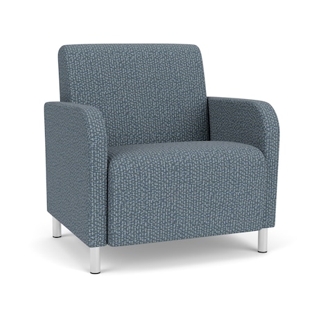 Lesro Siena Lounge Reception Wide Guest Chair, Brushed Steel, RF Serene Upholstery SN1201
